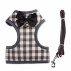 Pet Dog Cat Plaid Bowtie Harness Vest Escape-proof XS Harnesses for Puppy & Kitten