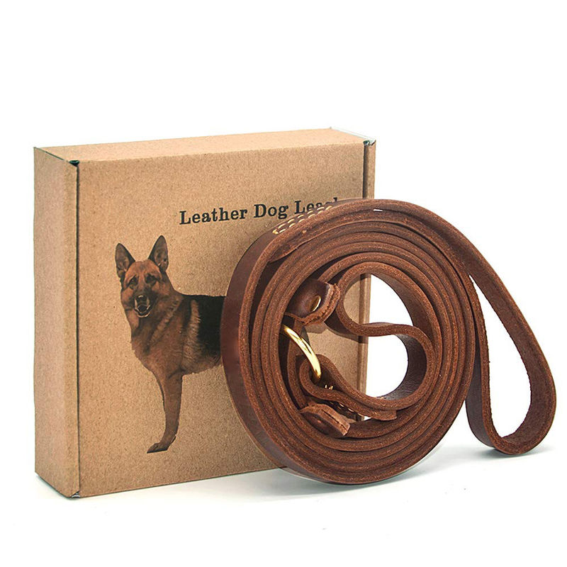 Adjustable Stitched Handmade Dog Leather Leashes 5' x 0.7" x 0.2" With Slider